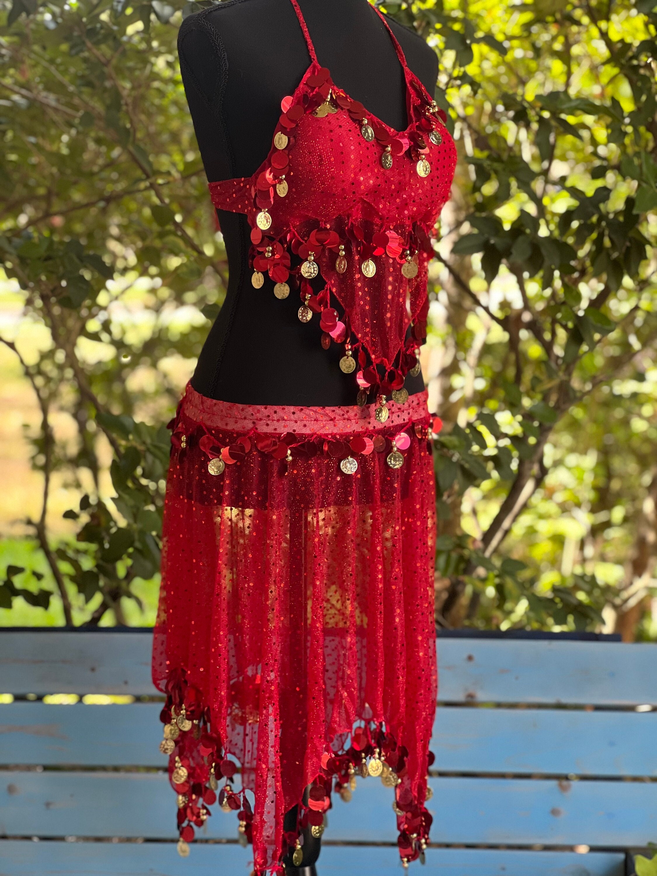 Fashion Glitter Belly Dance Camisole Tops Sequins Tassel Bra Tops Costume 