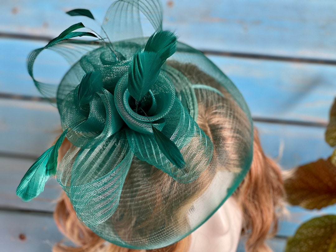 Elegant Vintage GREEN Tea Hat Large 13 Women's Tea Party Hat, Church