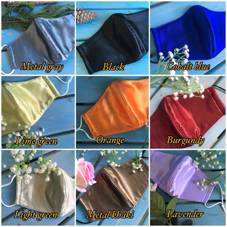 Elegant Silk Satin Mask Adjustable Elastic Straps 3 Layer Etsy