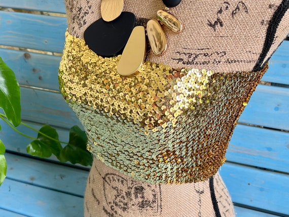 GOLD SEQUIN Bandeau Bra Top. Gold Sequin Strapless Bra Top, Sequins Elastic  Tube Top. Many Colors Available 