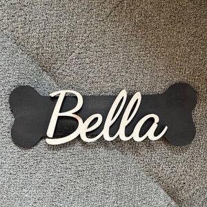 Dogs name tag made of wood, dog bones personalized, desired name image 6