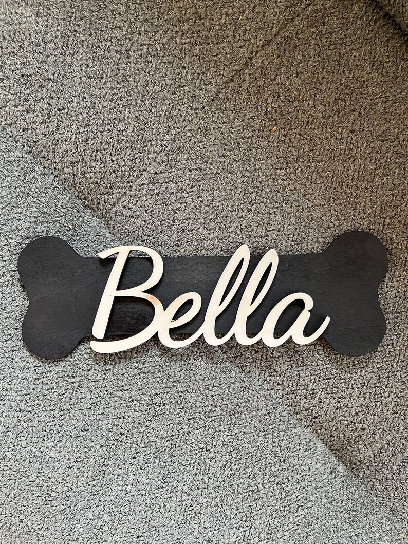 Dogs name tag made of wood, dog bones personalized, desired name image 6