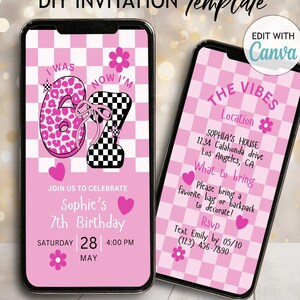 I was 6 Now I'm 7 Birthday Invitation DIY Girls Retro Party 6-7 Viral Meme Invite Funny Bruh Evite 7th Party Invite Kids 67 Template