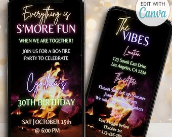 Digital Bonfire Party Invitation Template Smore Fun Video Invite Summer Backyard Birthday Party Evite Bonfire Party Invitation Dinner Flyer