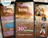 Digital Beach Party Invitation Itinerary Template Beach Birthday Bash Animated Invite Summer Beach Picnic Evite Pink Beach Itinerary Invite