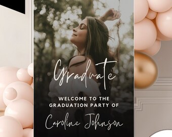 Modern Welcome Sign Graduation Dinner Party Template Printable Graduate Welcome Sign Party Decor Photo Edit Minimalistic Grad Welcome Poster