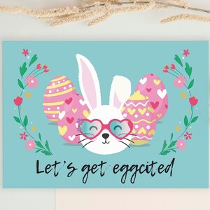 Easter Printable Card. Funny Bunny and Eggs Digital Download - Etsy