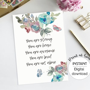 Thinking Of You Card support card Printable Cancer Uplifting Card Encouragement for friend Surgery Card Here for you card grief loss in need