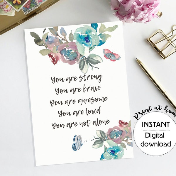 Thinking Of You Card support card Printable Cancer Uplifting Card Encouragement for friend Surgery Card Here for you card grief loss in need