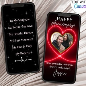 Black Red Anniversary eCard Husband Digital Red Heart Text Template Fiance Animated Valentines Card Picture Romantic Photo Birthday Card