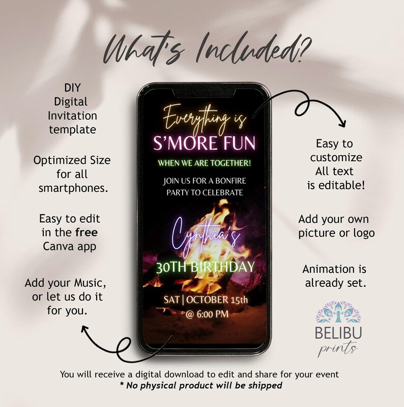 Digital Bonfire Party Invitation Template Smore Fun Video Invite Summer Backyard Birthday Party Evite Bonfire Party Invitation Dinner Flyer image 2