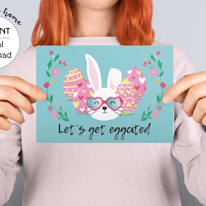 Easter Printable Card. Funny Bunny and Eggs Digital Download - Etsy