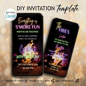 Digital Bonfire Party Invitation Template Smore Fun Video Invite Summer Backyard Birthday Party Evite Bonfire Party Invitation Dinner Flyer image 5
