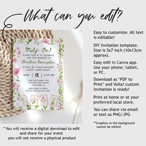 Floral Wedding Invitation Template, Editable DIY Event Invitation, Instant Download Digital File