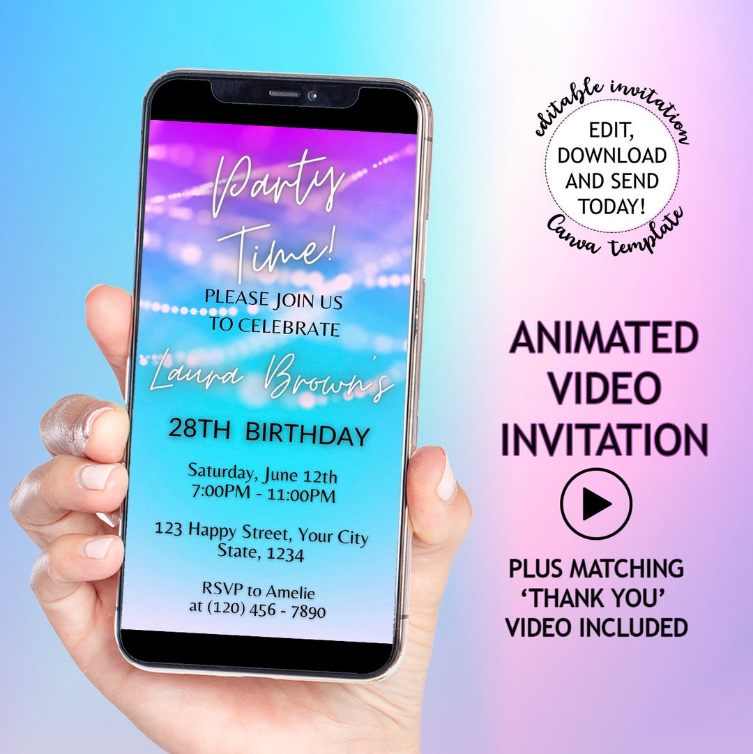 Electronic Birthday Invitation Template Digital Invitation Etsy