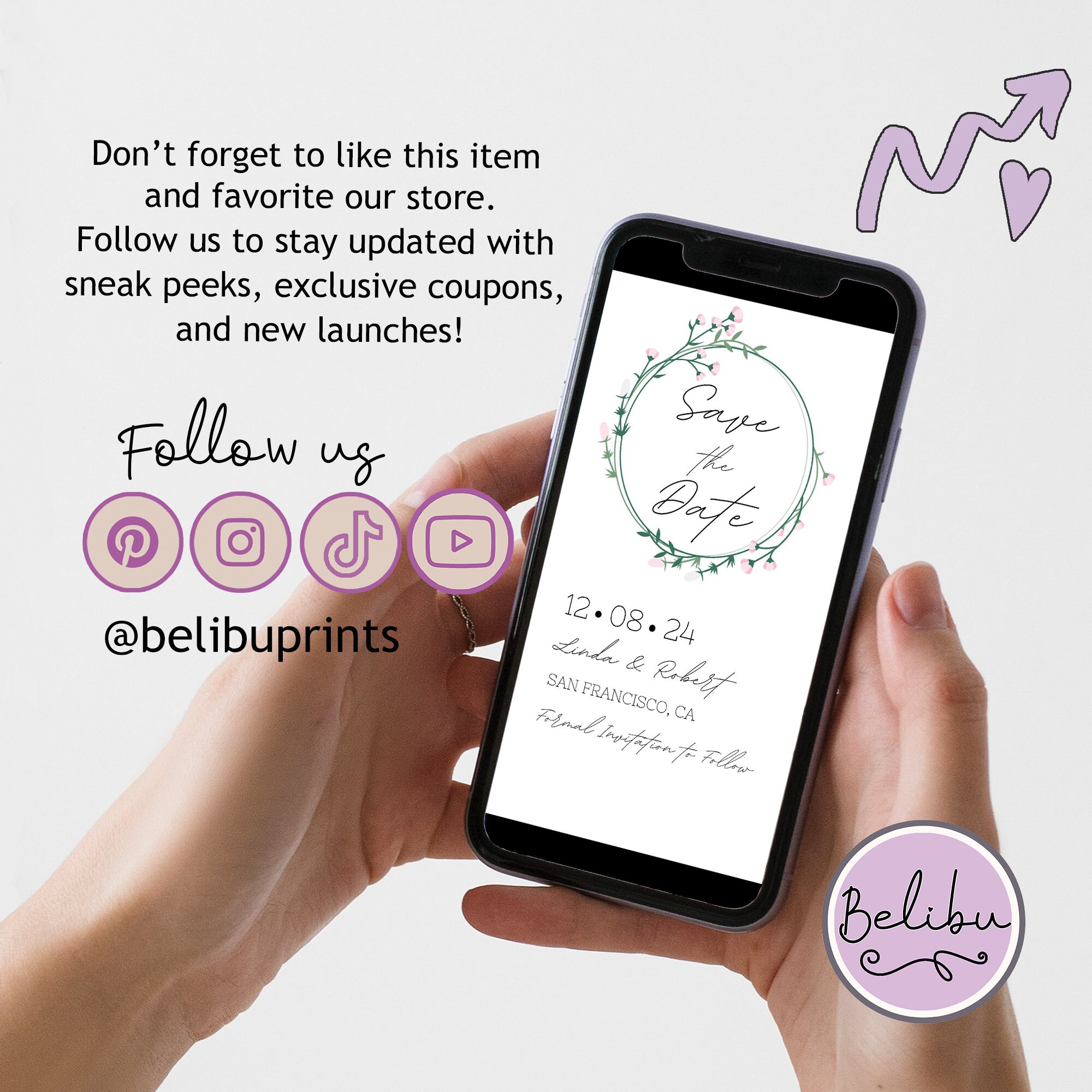 Editable Classic Save the Date Invitation Template Digital Save the