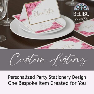 Custom Bespoke Item for your Party or Event, Personalized Party Stationery (e.g a menu, tabletop sign, place card, thank-you card design)