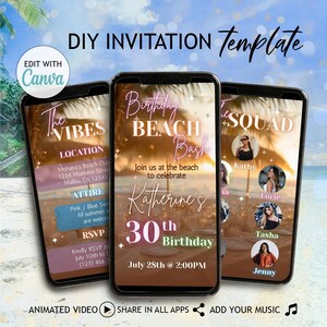 Beach Party Birtdhay Invitation Template