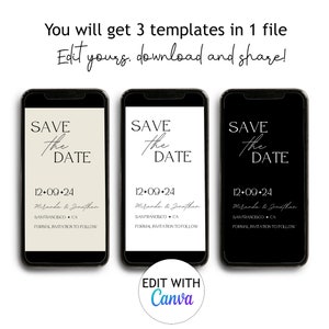 Digital Save the Date Invitation Save the Date e-invite Template Electronic Save the Date text Invite Minimalistic Save the Date Editable image 2