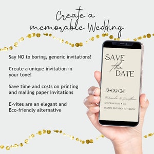 Digital Save the Date Invitation Save the Date e-invite Template Electronic Save the Date text Invite Minimalistic Save the Date Editable image 5