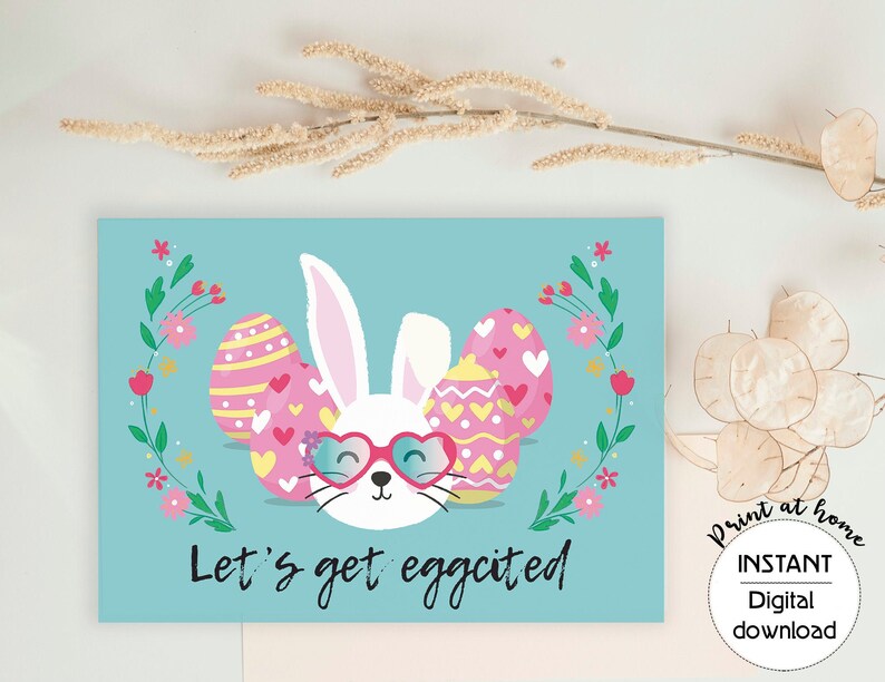 Easter Printable Card. Funny Bunny and Eggs Digital Download - Etsy