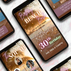 Digital Beach Party Invitation Itinerary Template Beach Birthday Bash Animated Invite Summer Beach Picnic Evite Pink Beach Itinerary Invite image 8
