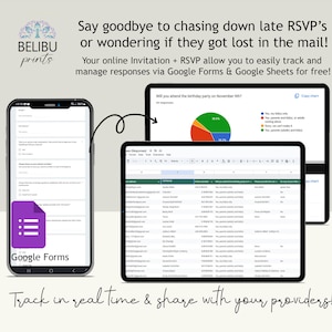 Online RSVP-Google-formulier, RSVP-tracking voor uitnodiging, digitale RSVP-service voor je evenement of feest