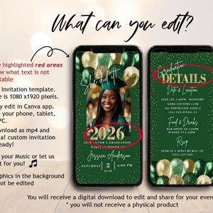 Digital Graduation Invitation Template 2025, Editable Video Invite, Customizable Design, Instant Download, Class of 2025 Celebration