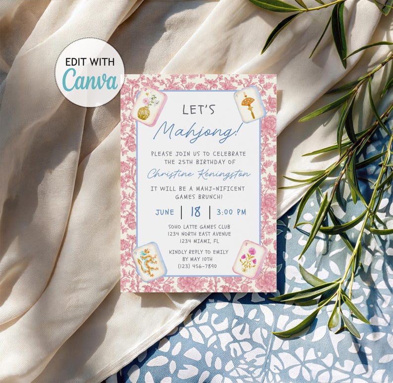 Elegant Pink Roses Printable Template, Custom Text Editing Service, Floral Stationery Design, Digital Download