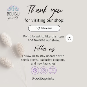 Thank You for Visiting Our Shop Printable Poster, Customer Appreciation Digital Download