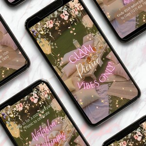 Custom Digital Birthday Party Invitations, Floral Design, Elegant Mobile Invite Template