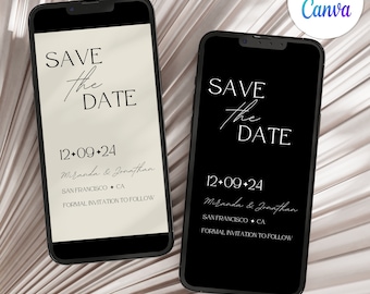 Invito digitale Save the Date Modello di invito elettronico Save the Date Invito elettronico con testo Save the Date Minimalista Save the Date modificabile