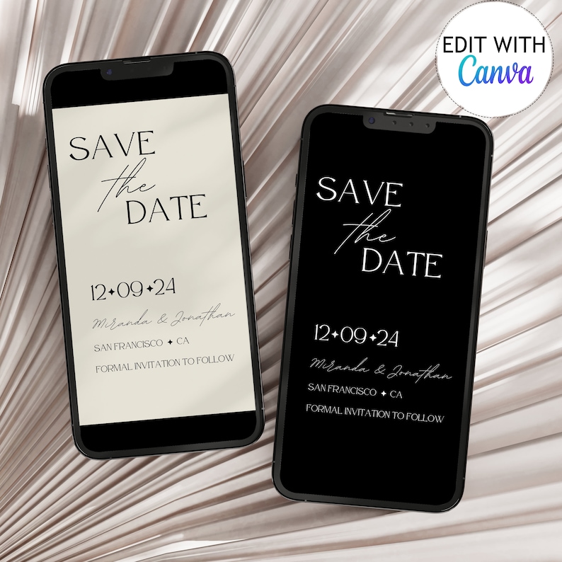 Digital Save the Date Invitation Save the Date e-invite Template Electronic Save the Date text Invite Minimalistic Save the Date Editable image 1