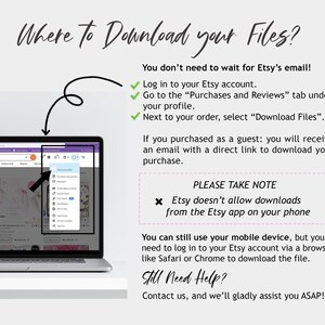 Where To Download Your Etsy Files, Digital Product Instructions, Instant Access Guide, Customer Support Image, No Etsy App Download, Mobile