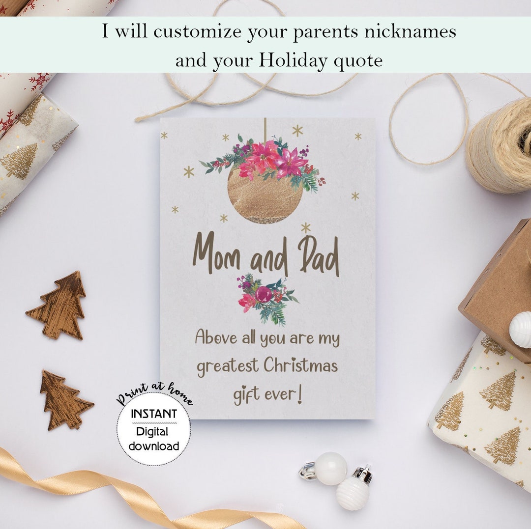 Custom Printable Christmas Card Parents Card for Parents in Law Family ...