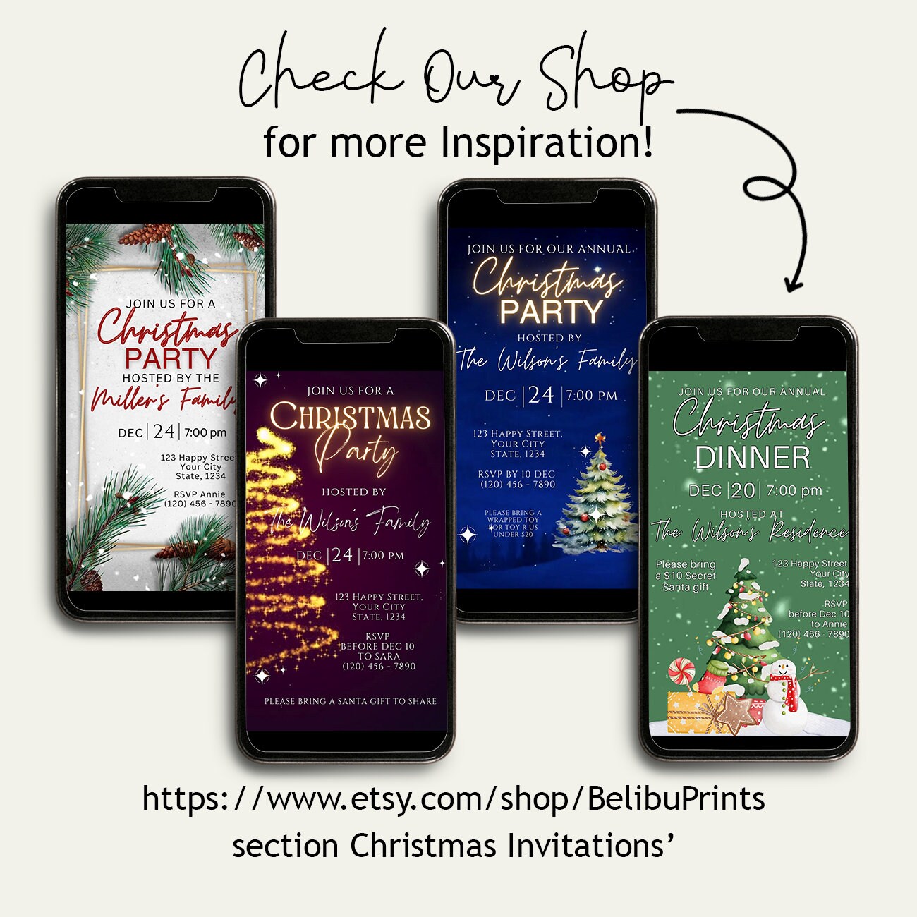 Save the Date Christmas Party Invitation Template Editable Etsy