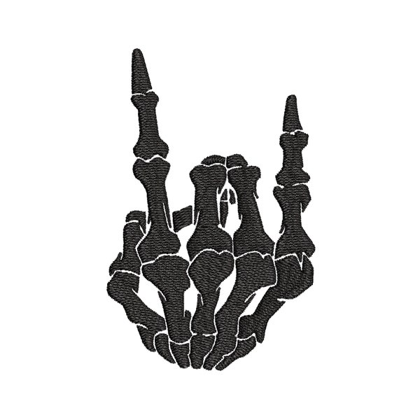 Embroidery File - Rock On Skeleton Hand