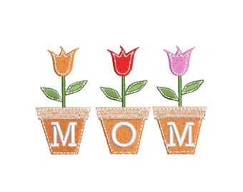 Embroidery File - Mom Flower Pots