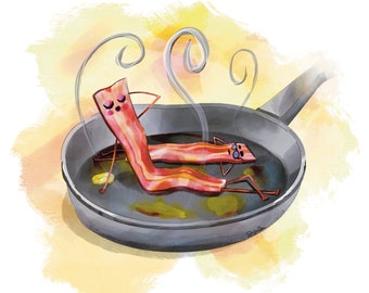 Beautiful Bacon Print - Breakfast Kitchen Wall Art - Funny Food Illustration