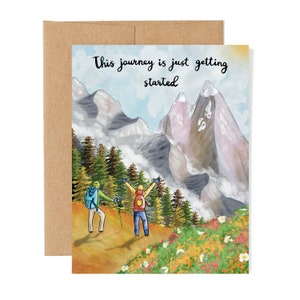 Mountain Journey Hiking Card | Watercolor Adventure | Anniversary Couple | Love and Relationship Celebration Card