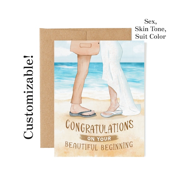 Beach Wedding Card |  Congrats Destination Engagement Card | Inclusive Vacation Elopement Card | LGBTQ congrats