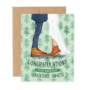 Congratulations Adventure Wedding Card | Congrats Elopement Card | Mountain Engagement Card