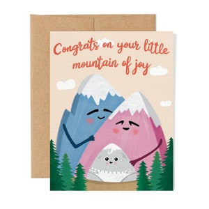 New Baby Congratulations Card | Mountains of Joy Adventure Card | Nature Outdoors Hiker Card | Baby Shower