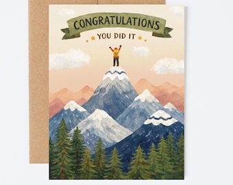 Congratulations You Did It Card | Mountain Adventure Card | Proud Of You | New Job, Graduation, Promotion Greeting Card