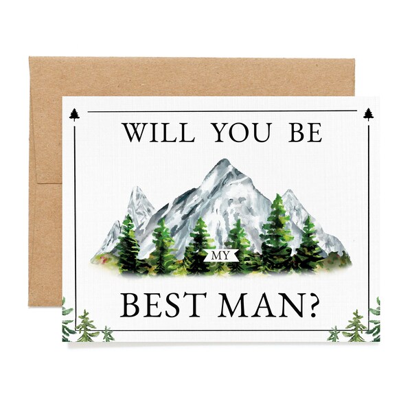 Mountain Best Man Proposal Card | Will You Be My Groomsman | Nature Adventure Wedding