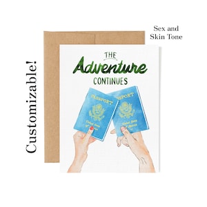 Adventure Travel Anniversary Card | The Adventure Continues | Passport Vacation For Best Friend |  Passport Stamp Milestone LGBTQ Inclusive