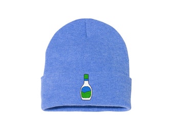 Ranch Bottle - Embroidered Winter Beanie, Blue Beanie, I love Ranch