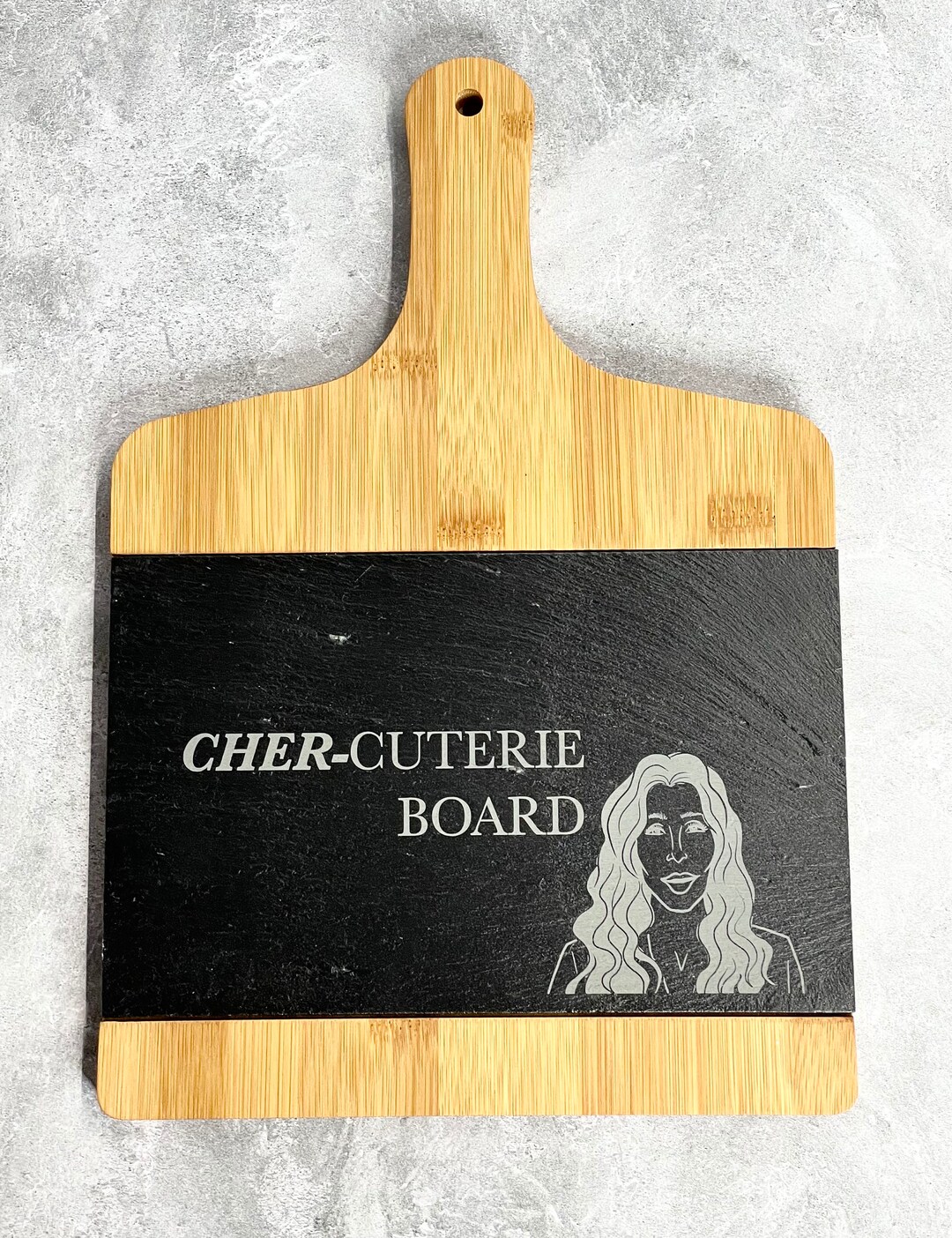 Cher Cuterie Board Charcuterie Board Featuring Cher Slate and Bamboo