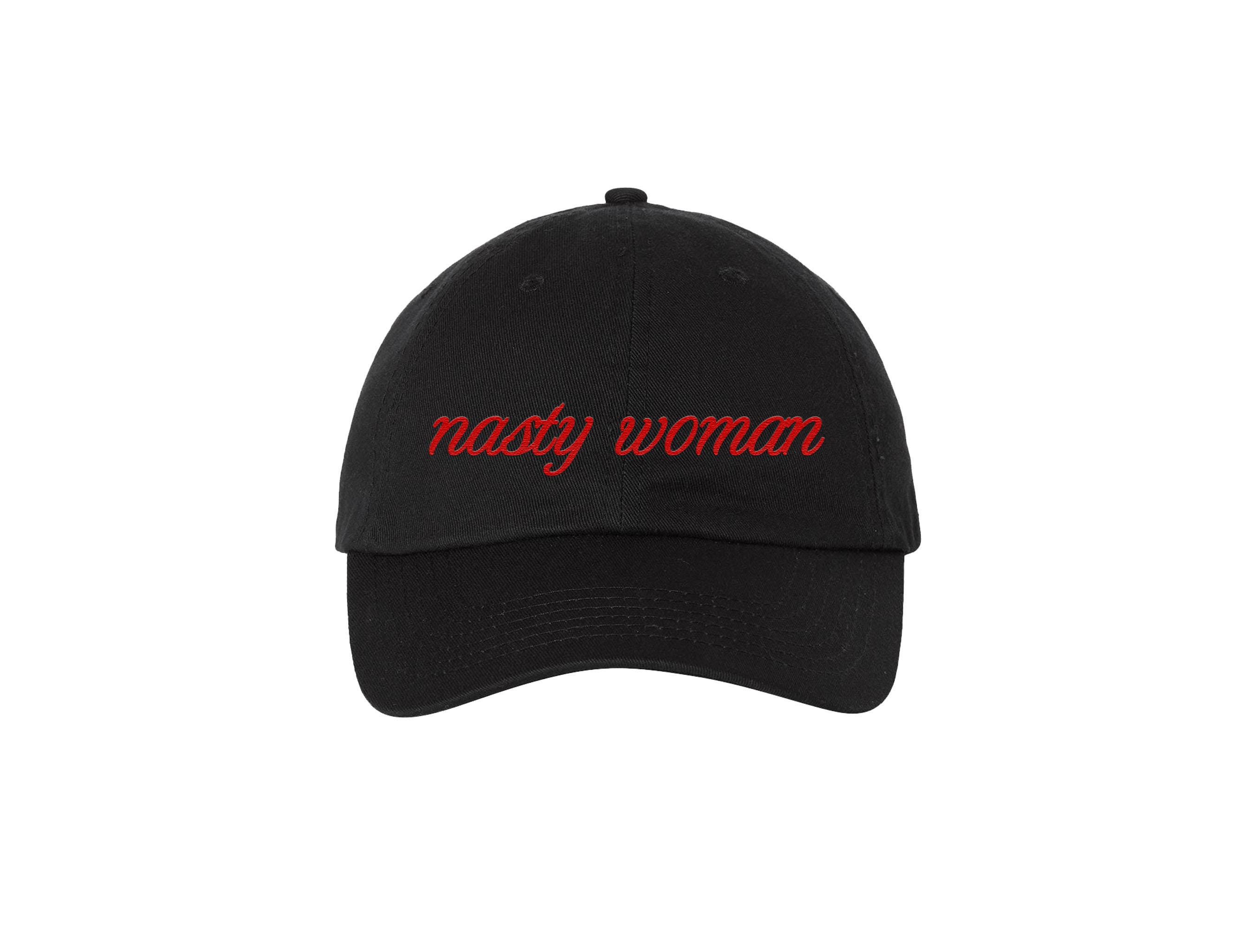 "Nasty Woman" Embroidered Adjustable Cap - Black, Low Profile, 100% Cotton Washed Twill - View #5