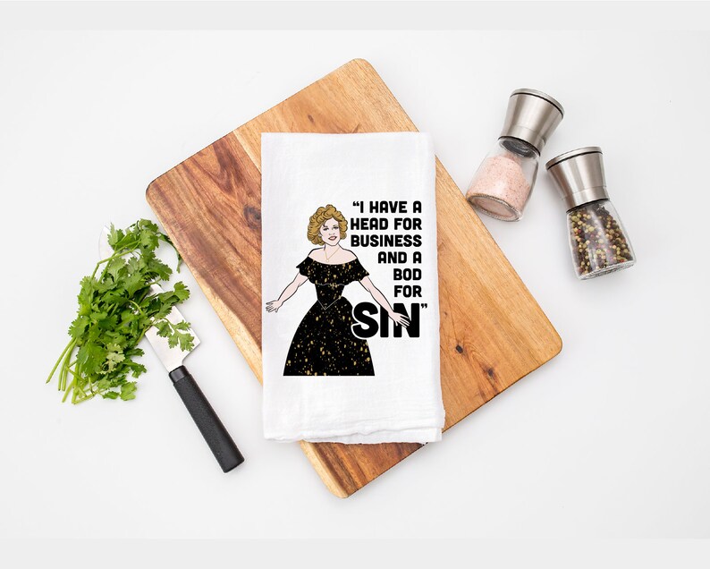 PettyCrockerShop Head For Business & Bod For Sin Tea Towel
